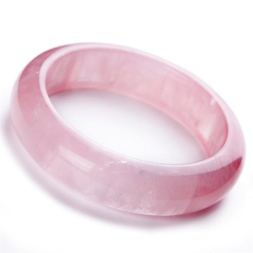 Bracelet En Quartz Rose Naturel Véritable De Madagascar Pour Femmes, Rond En Cristal, À La Mode, Diamètre Intérieur 60mm