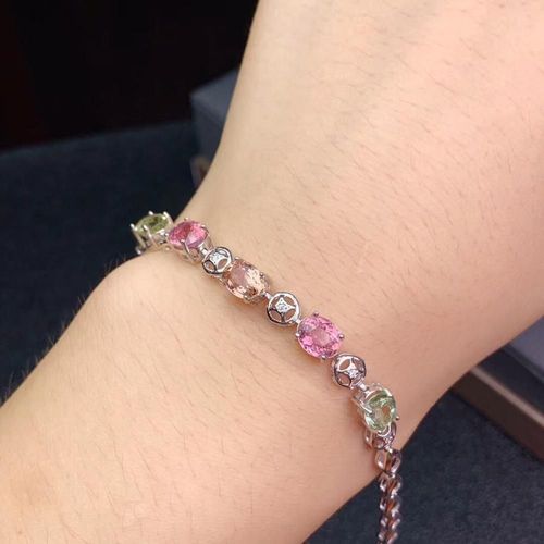 Bracelet Féminin En Argent Sterling 925 Incrusté De Tourmaline Naturelle, Bijoux Boutique, Beau Support De Détection