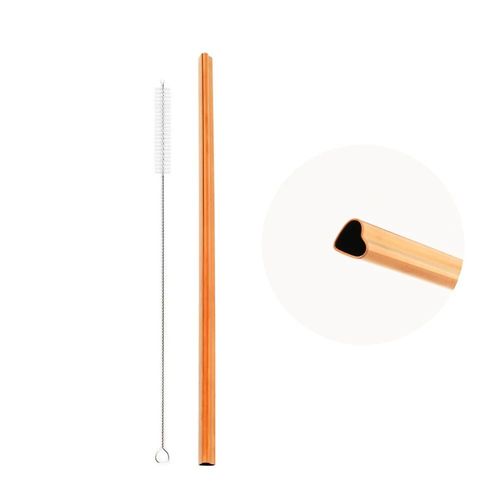 Paille en métal réutilisable avec brosse pour livres,ensemble coloré en forme de c?ur,pailles à bulles en acier inoxydable 304,perle Milkshake - Type Rose #A