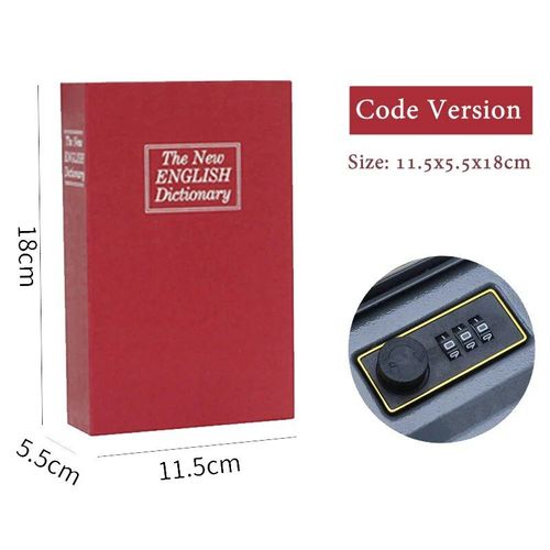 Livre De Simulation De Tirelire Créatif,Serrure À Clé,Coffre-Fort De Sécurité Gne,Bijoux D'argent,Livre Décoratif,Taille S,118*115*55mm - Type Red Code