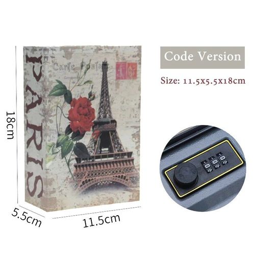 Livre De Simulation De Tirelire Créatif,Serrure À Clé,Coffre-Fort De Sécurité Gne,Bijoux D'argent,Livre Décoratif,Taille S,118*115*55mm - Type Eiffel Tower Code