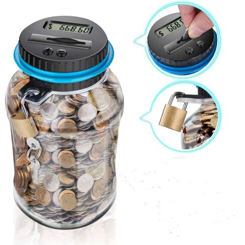 Tirelire Électronique Numérique LCD de sportL,Boîte de Rangement de Pièces de Monnaie avec Serrure,de Campagne en Euro,caisse monnaie,monnayeur euro,tirelires,tirelire électronique euro - Type MXP