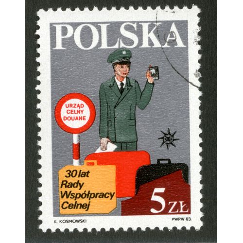 Timbre Oblitéré Polska, Urzad Celny, Douane, 30 Lat Rady Wspolpracy Celnej, Kosmowski, 1983, 5 Zl