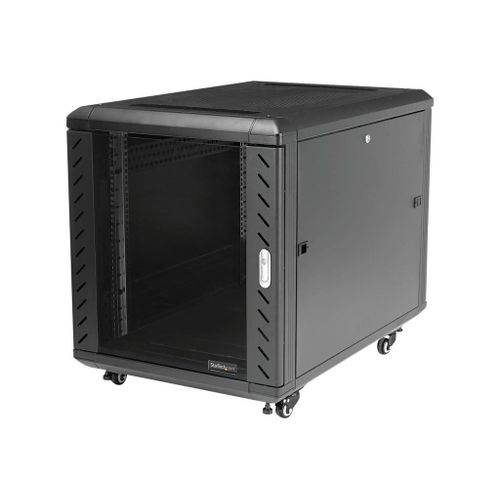 StarTech.com Armoire serveur non assemblee avec roulettes 12U 91 cm - Rack armoire - noir - 12U - 36
