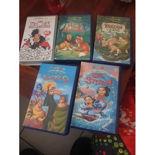 Lot De 5 Vhs Walt Disney. Les 101 Dalmatiens- Kuzco - Lulo & Stitch - Tarzan & Jane - Rox Et Rouky