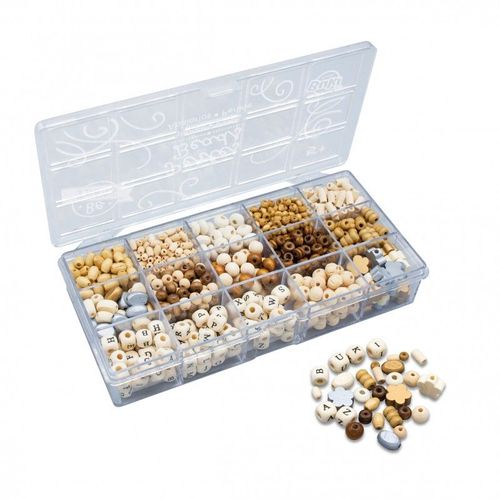 Boîte De Perles En Bois Naturel