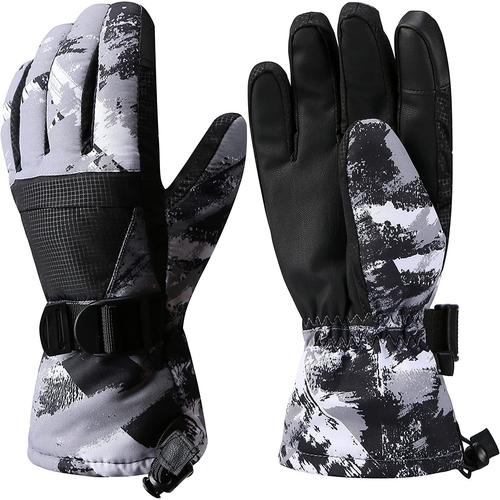 Gants de Ski Homme Hiver Écran Tactile Tissu Rembourré Chaud Gants  Imperméables et Respirants pour Le Ski la Randonnée(Gris)