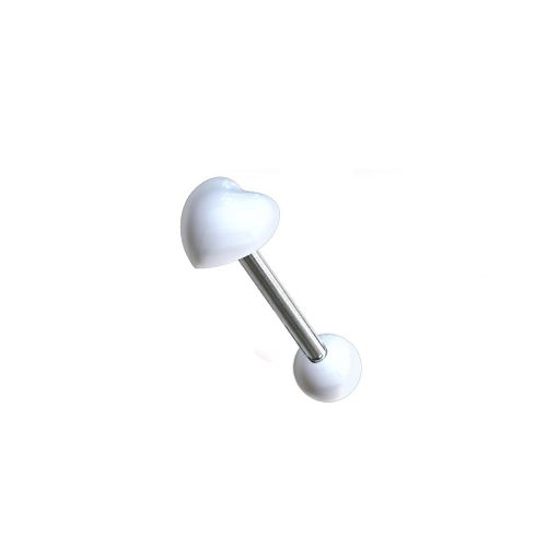 Piercing Langue Coeur Acier Chirurgical Inoxydable Anti Allergique Barbell Venus Blanc