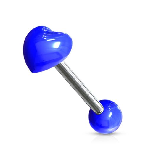 Piercing Langue Coeur Acier Chirurgical Inoxydable Anti Allergique Barbell Venus Bleu