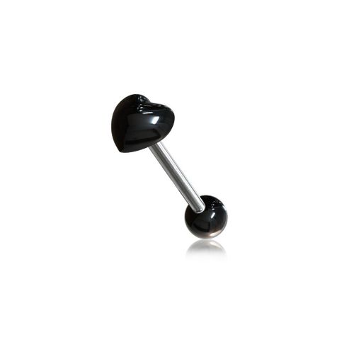 Piercing Langue Coeur Acier Chirurgical Inoxydable Anti Allergique Barbell Venus Noir