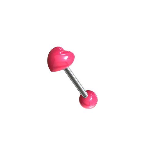 Piercing Langue Coeur Acier Chirurgical Inoxydable Anti Allergique Barbell Venus Rose