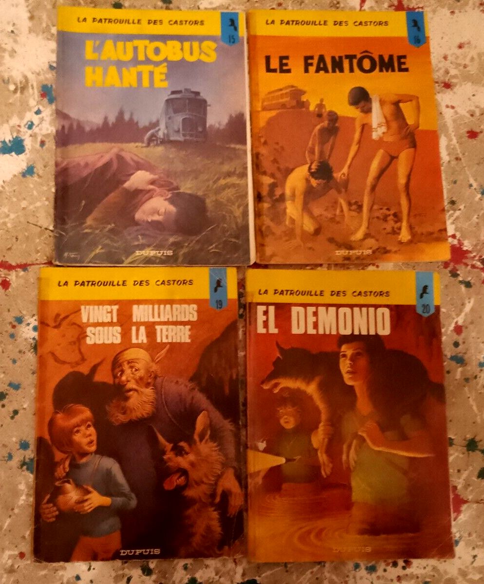 Lot 4 Bd Charlier / Mitacq La Patrouille Des Castors Tomes 15, 16, 19, 20 L'autobus Hanté ( Rééd 1974). Le Fantôme (Rééd 1974); Vingt Milliards Sous La Terre (Eo 1974); El Demonio (Eo 1977)