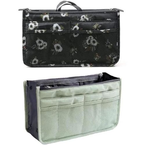 2 Organiseurs Pochette Sac de Rangement intérieur pour Sac à Main [Novago] Coloris Menthe et Fleuri