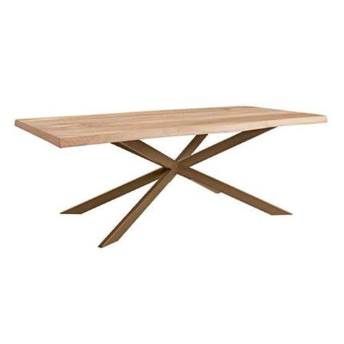 Table À Manger 220x100x77 Cm Naturel Et Bronze - Rulio