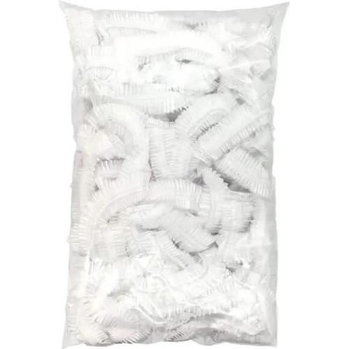 100 Charlottes Plastiques Jetables Bonnet Douche Protection Cheveux 