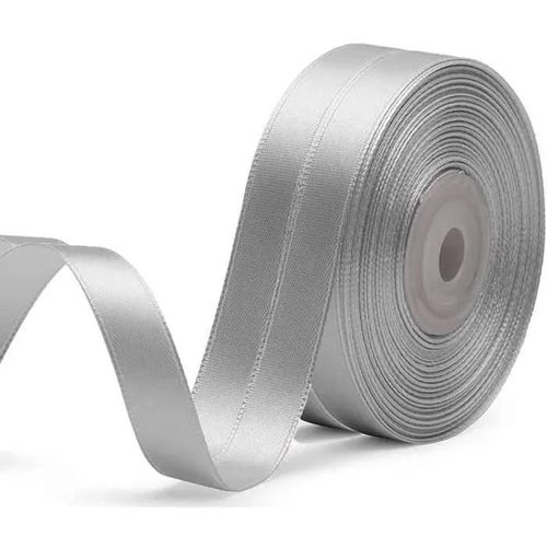 2 Rouleaux De Ruban Satin Pour Vos Cadeaux Et Décoration Gris Silver [ Largeur 1 Cm ]