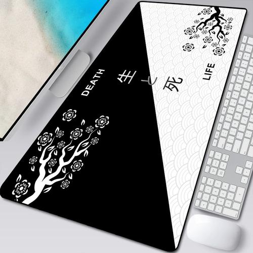 Grand Wave - tapis de souris Xxl noir et blanc pour ordinateur