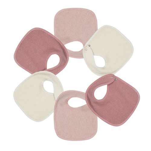 Lot De 6 Bavoirs Naissance Nid D'abeille Unis Rose - Trois Kilos Sept