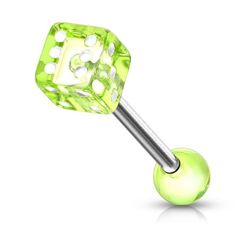Piercing Langue Dé Poker Casino Acier Chirurgical Inoxydable Anti Allergique Barbell Dina Jaune Lovepiercing