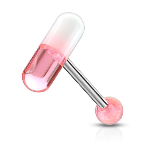Piercing Langue Gélule Pilule Médicament Acier Chirurgical Inoxydable Anti Allergique Barbell Piper Rose Lovepiercing
