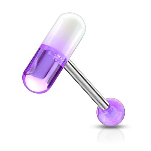 Piercing Langue Gélule Pilule Médicament Acier Chirurgical Inoxydable Anti Allergique Barbell Piper Violet Lovepiercing