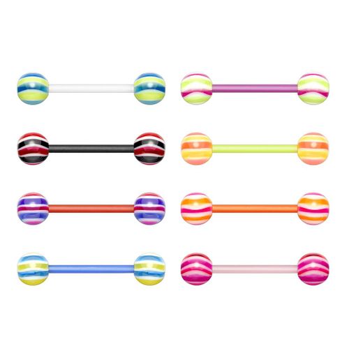 Lot 8 Piercings Langue Amanie Flexible Bioflex Barbell