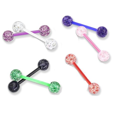 Lot 7 Piercings Langue Giada Flexible Bioflex Paillettes Barbell Lovepiercing