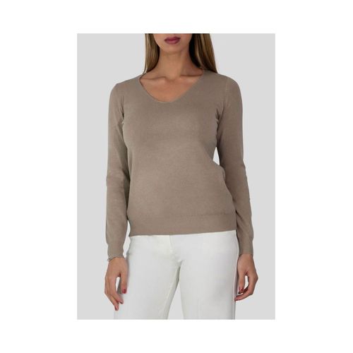 Pull Col V Beige Femme