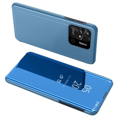 Housse Pour Xiaomi Redmi 10c / Poco C40 - Etui Coque Portefeuille Clear View + Verre Trempe - Bleu