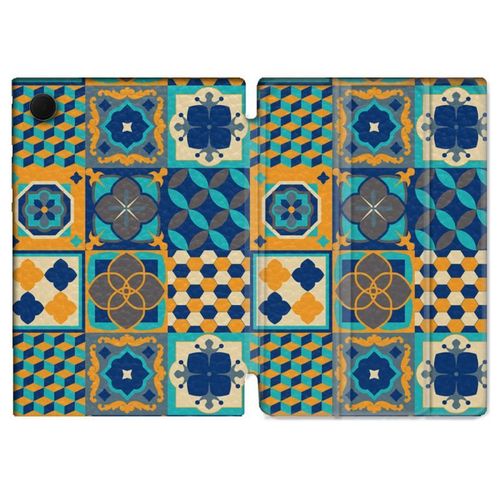 Housse Smart Cover Pour Samsung Galaxy Tab A9 Texture Carreau Ciment Orange