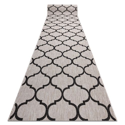 80x250 Cm Tapis De Couloir Sizal Floorlux Modèle 20608 Treillis Marocain Argentin / Noir 80 Cm