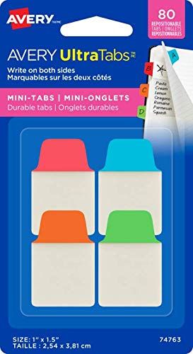 80 Mini Onglets/Marque-Pages Adhésifs 25,4 Mm (Rouge, Bleu, Orange, Vert) - Standard