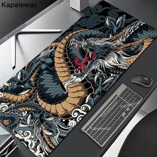 Grand tapis de souris noir et blanc 1000x500 pour ordinateur portable,  accessoire de bureau japonais