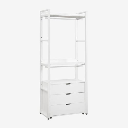 Armoire Ouverte Avec Tiroirs En Acier Et Bois Ariaster Blanc