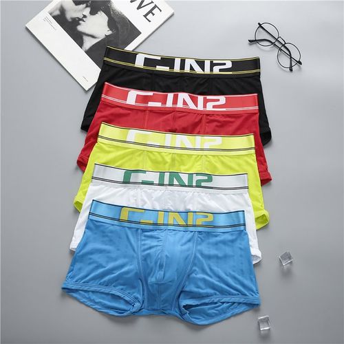 Sous vetements de marque respirants et confortables pour hommes slip ajuste Sexy couleur unie serre extensible Simple Boxer Rakuten