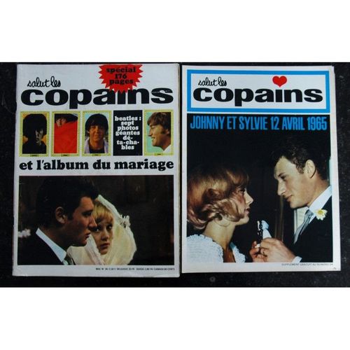 Salut Les Copains N° 34 05 1965 Rare + Supplément Mariage Johnny Hallyday Et Sylvie Vartan + Les Beatles 7 Photos Geantes