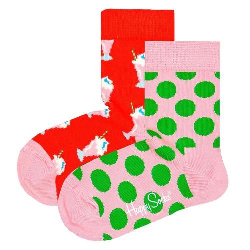 Happy Socks Chaussettes Enfants Unisexes, Pack De 2 - Crew Socks, Coton Bio, Mélange De Couleurs Milkshake 24-26