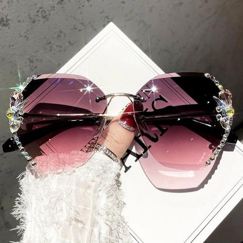 Lunettes soleil luxe strass femmes 2020 mode lunettes de soleil  surdimensionnées