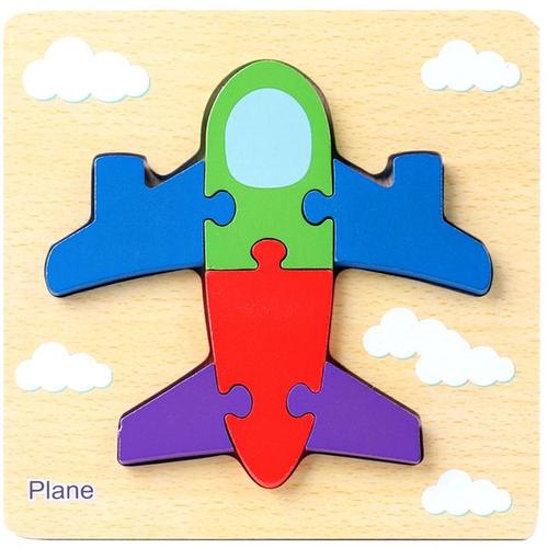 Avion En Bois Enfants Puzzle 3d Bébé Blocs De Construction Jouet