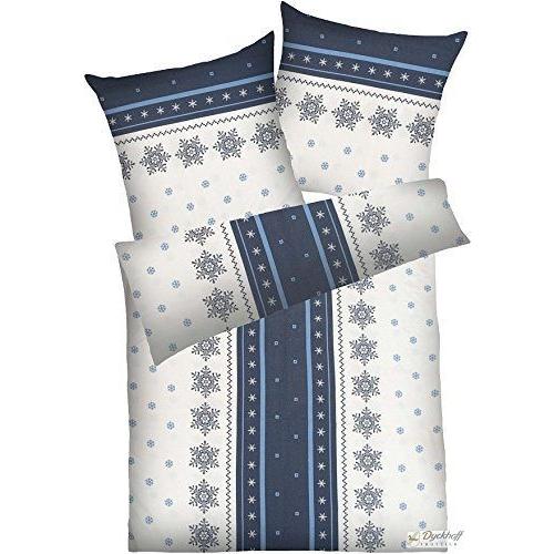 Dyckhoff 3093470100 Flocon De Neige, Doux Avec Fermeture Éclair 135 X 200 Cm Et Taie D'oreiller 80 X 80 Cm, 100 Gris/Bleu