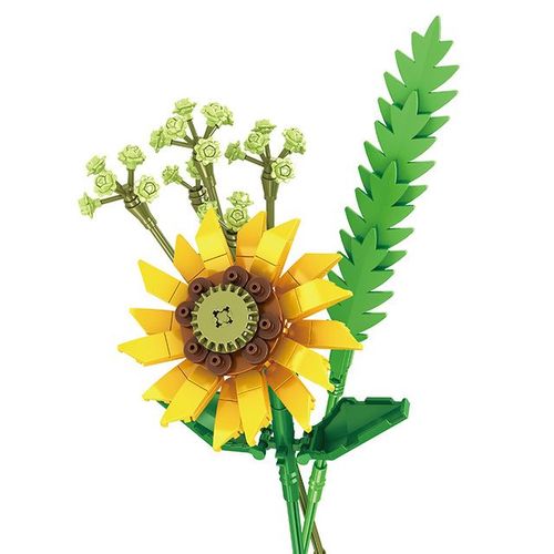 Bloc De Construction De Bureau En Forme D'¿Illet Fleur De Camomille Tournesol Rose Décoration Jouet Briques Modèle Cadeaux D'anniversaire Pour Mères Et Filles
