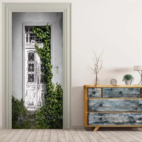 Autocollants de porte en verre avec vue 3D,papier peint de paysage extérieur,couverture murale,décorations pour la maison,216.239.