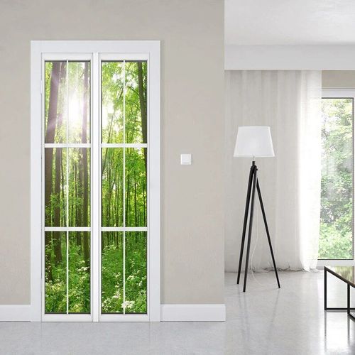 Autocollants de porte en verre avec vue 3D,papier peint de paysage extérieur,couverture murale,décorations pour la maison,216.239.