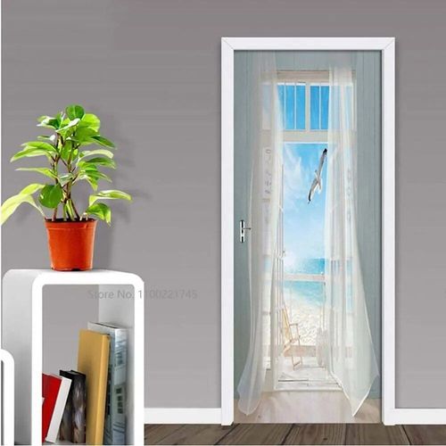 Autocollants de porte en verre avec vue 3D,papier peint de paysage extérieur,couverture murale,décorations pour la maison,216.239.