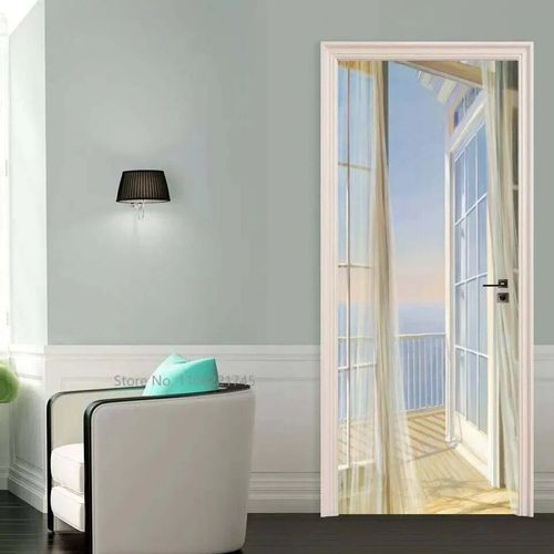 Autocollants de porte en verre avec vue 3D,papier peint de paysage extérieur,couverture murale,décorations pour la maison,216.239.