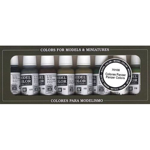 Vallejo Val899 Peinture Model Color Panzer Couleurs De Peinture Acrylique Couleurs Assorties (Lot De 8)-Générique