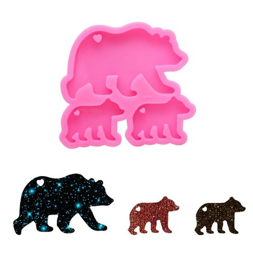 Ensemble de porte-clés ours polaire bébé maman moule en Silicone pendentif famille matériau moule en cristal fabrication de savon