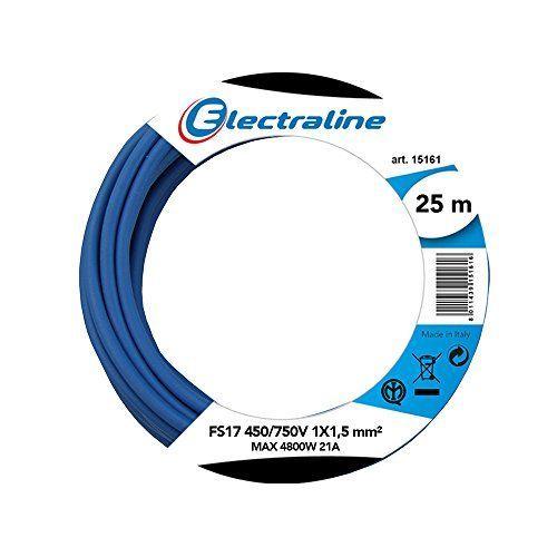 Electraline 13092 Câble unipolaire FS17, section 1 x 1.5 mm&sup2, Bleu, 25 m