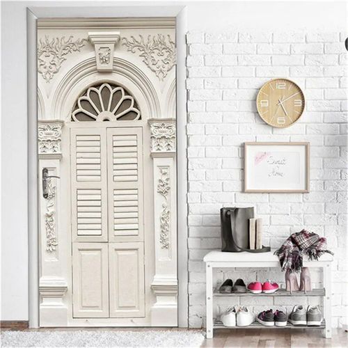 Autocollant mural en vinyle auto-adhésif imperméable,papier peint de porte d'escalier de vue 3D,affiches de bricolage,décalcomanies murales,décor à la maison,2 pièces par ensemble