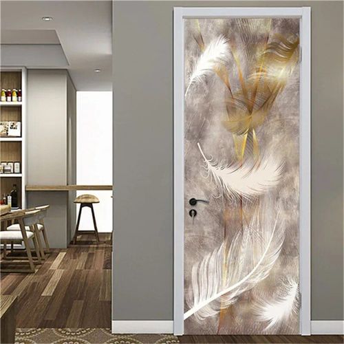 Autocollant mural en vinyle auto-adhésif imperméable,papier peint de porte d'escalier de vue 3D,affiches de bricolage,décalcomanies murales,décor à la maison,2 pièces par ensemble